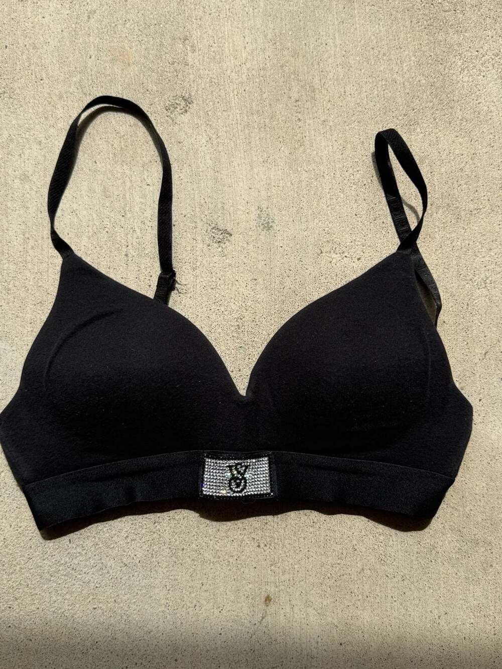 Victoria's Secret Shine Patch Lightly Lined Wireless Bra Black Size 32B